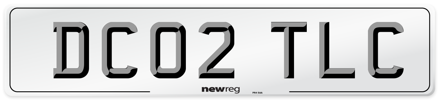 DC02 TLC Number Plate from New Reg